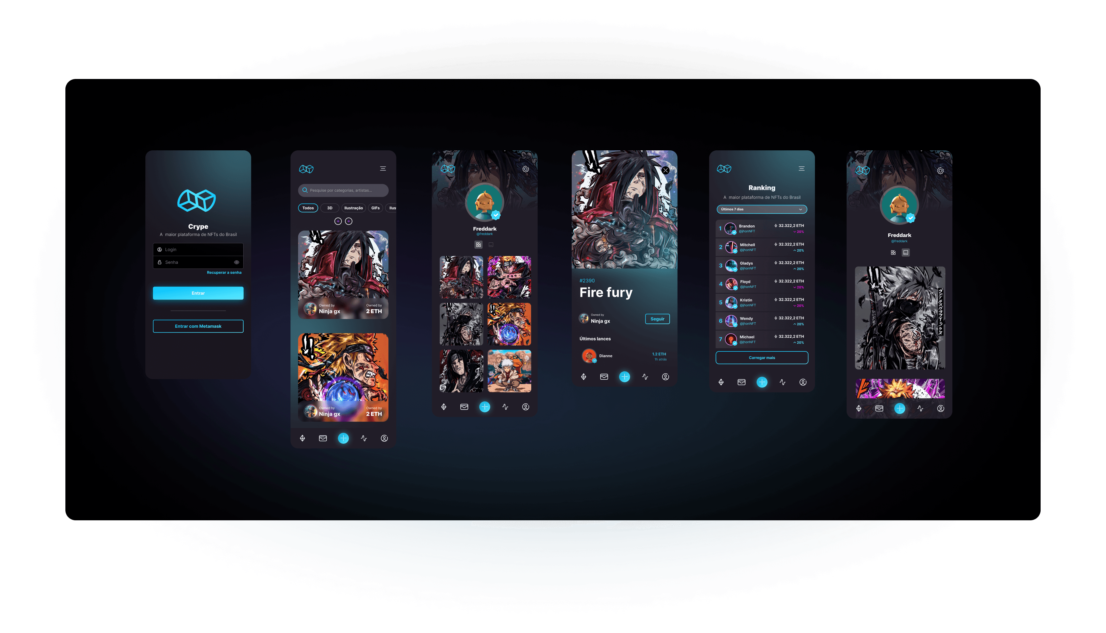 Crype — Telas do App